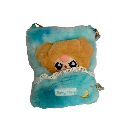 Baby Three Phone Bag Plush - Mint and Brown