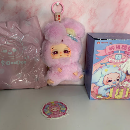 Sleepy Baby Doudou Lucky Delivery Series Plush - Pink with Yellow Bow
