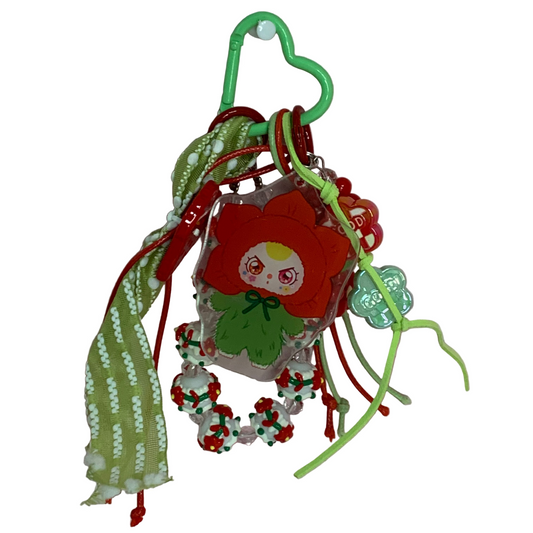 Baby Three Keychain - Where's Spring - Red Flower